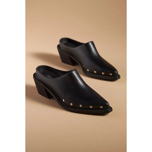 ALOHAS Anthropologie Lorenzo Leather Mules size 40 US 9 9.5 Black - Picture 2 of 11